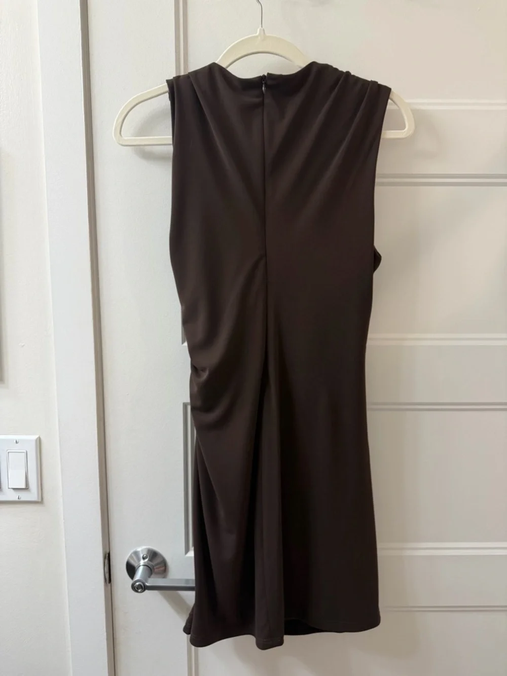 Zara Brown Sleeveless Draped Mini Dress - Picture 3 of 3